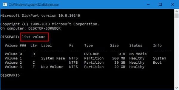 list volumes