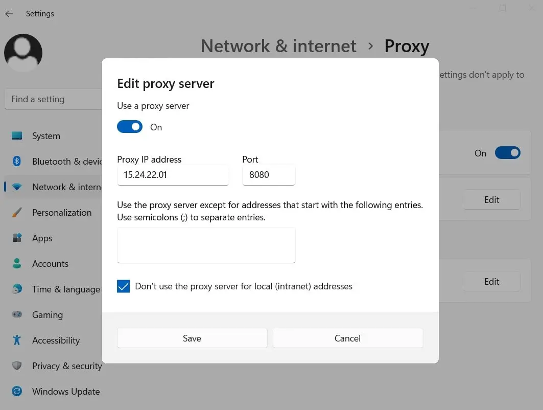 manually setup proxy on windows 11