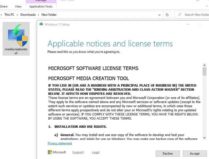 Media creation tool license agreement