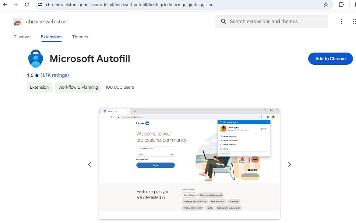 Microsoft Autofill