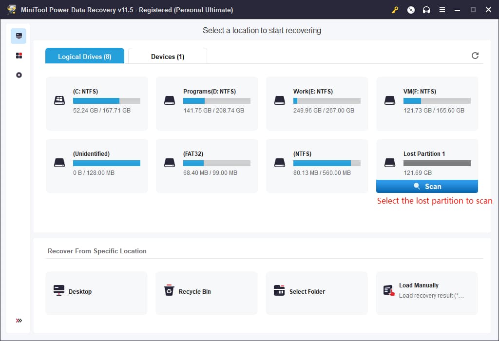 MiniTool Power Data Recovery UI