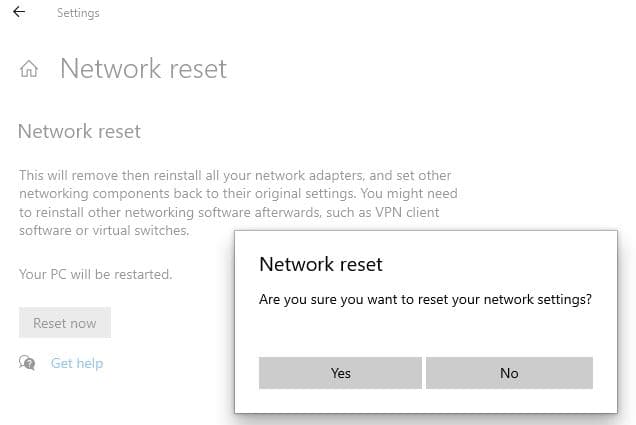 Network reset