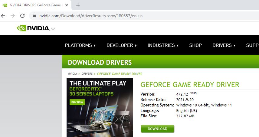 NVIDIA driver download