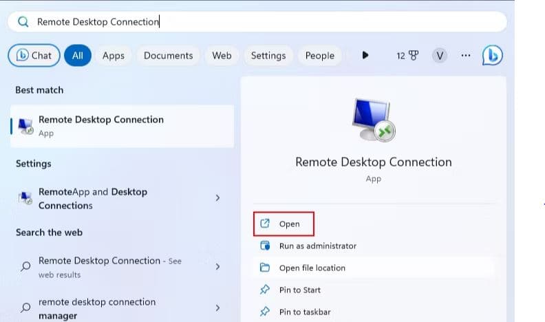 Open Remote Desktop