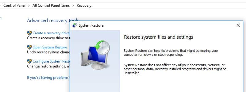 Perform System Restore