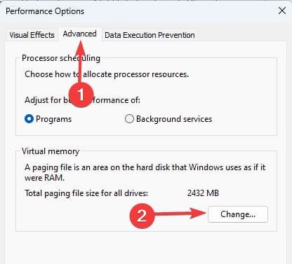 Performance options change