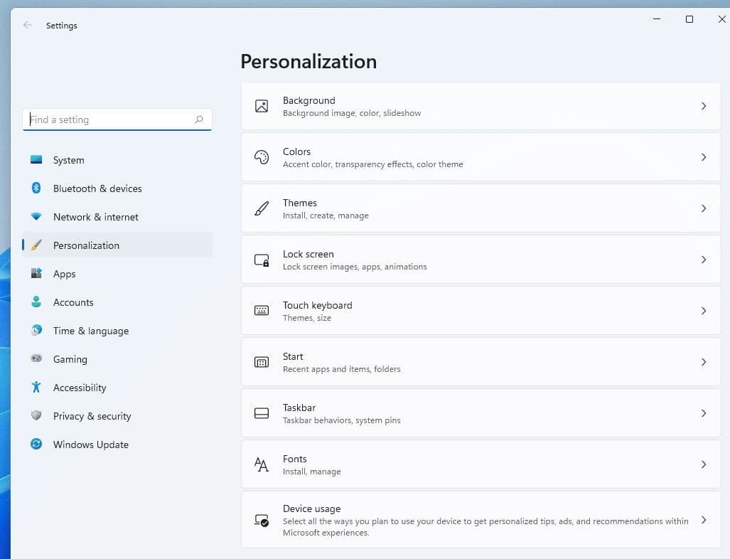 Personalize windows 11