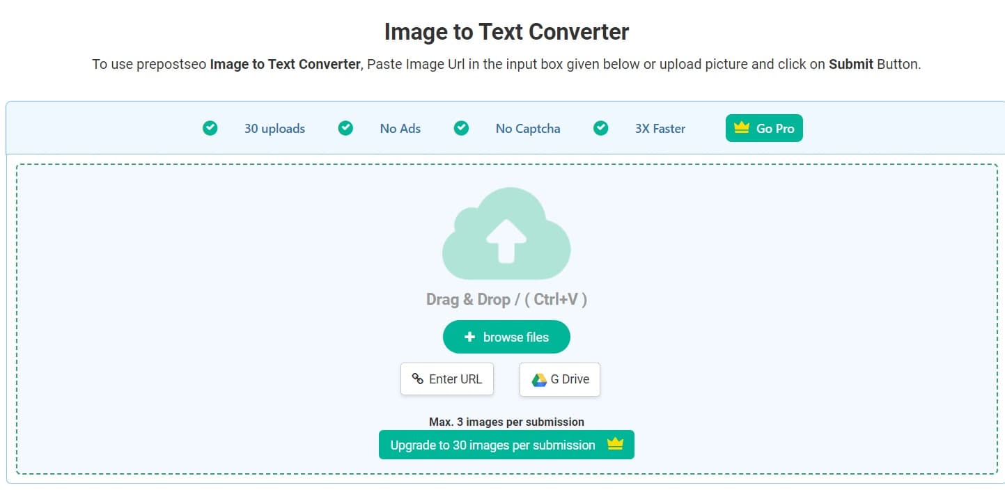 Prepostseo Image to Text Converter