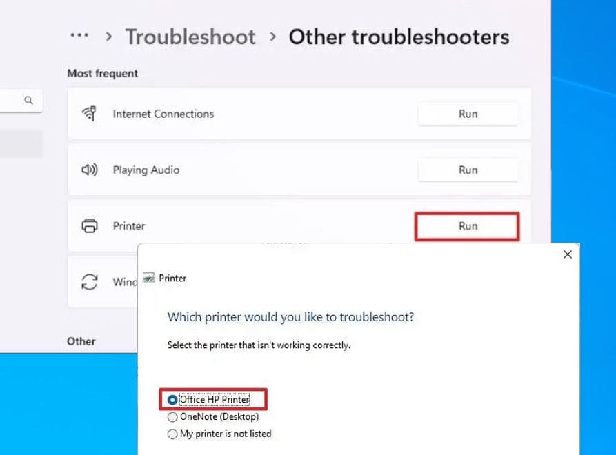 Printer troubleshooter windows 11