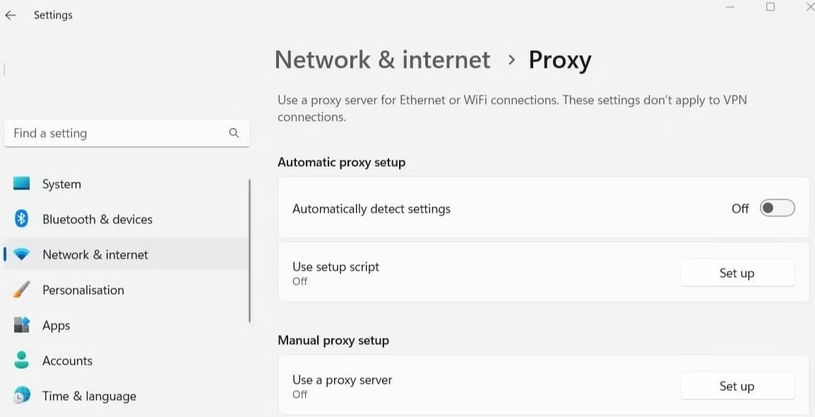 Proxy on windows 11