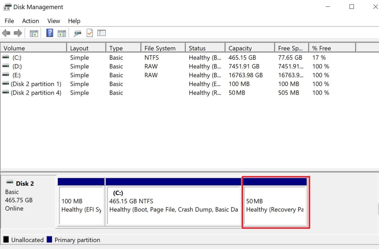 Recovery partition