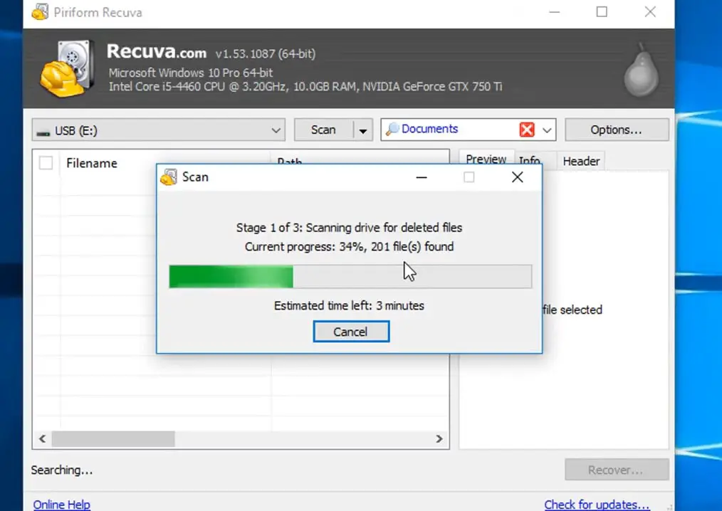 Recuva data recovery