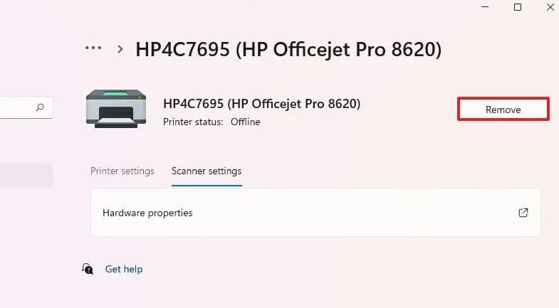 Remove printer windows 11
