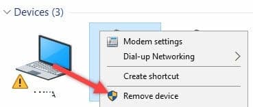 remove problematic Bluetooth device