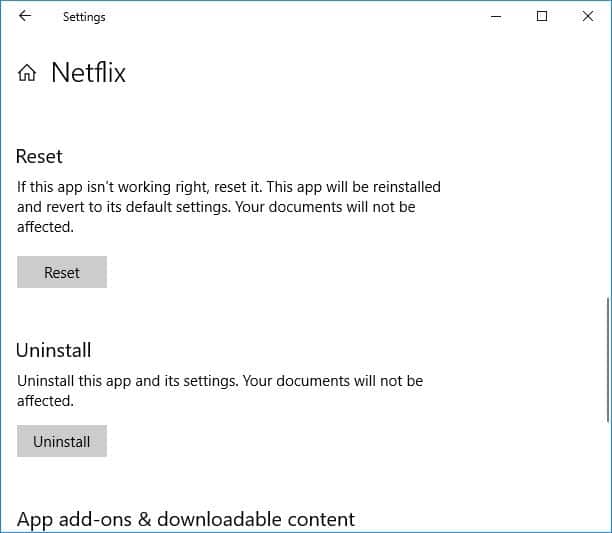 Reset Netflix app