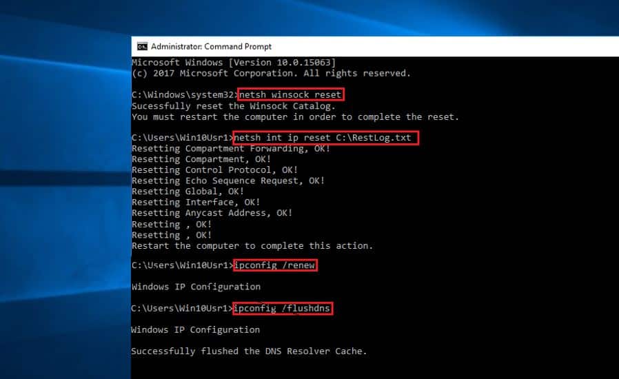 Reset TCP IP Configuration