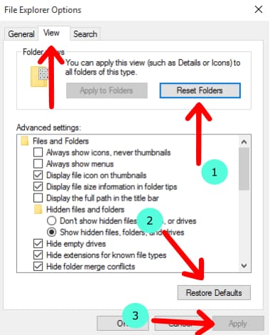 Restore file explorer