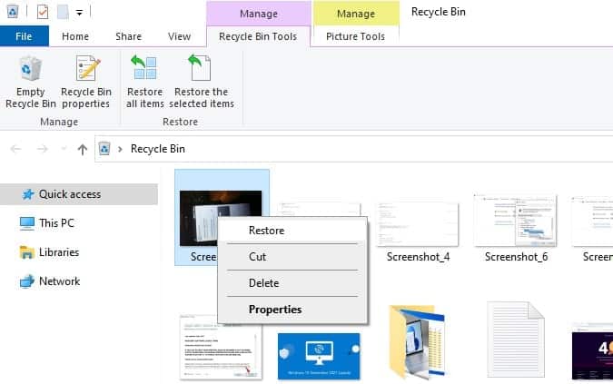 Restore from recycle Bin