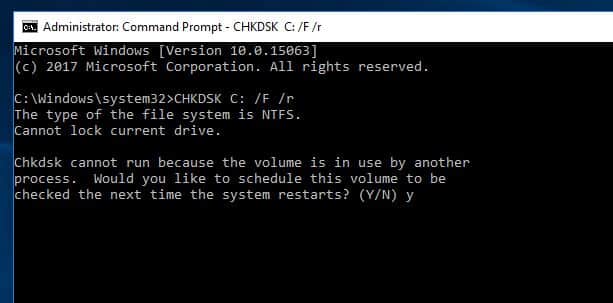 Run Check disk on Windows 10