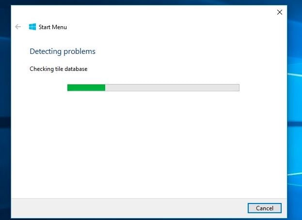 Run Windows 10 start menu troubleshooter