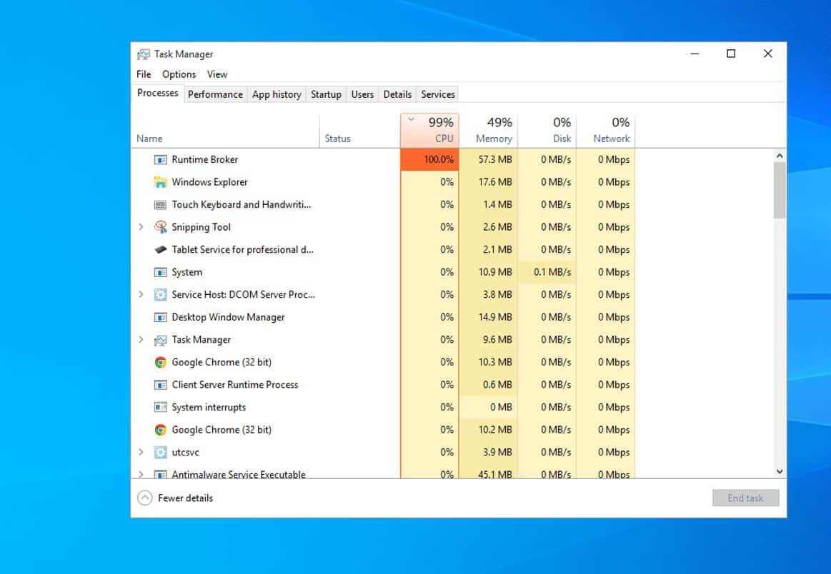 Runtime Broker High CPU