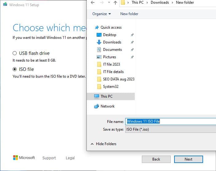 Save windows 11 ISO file