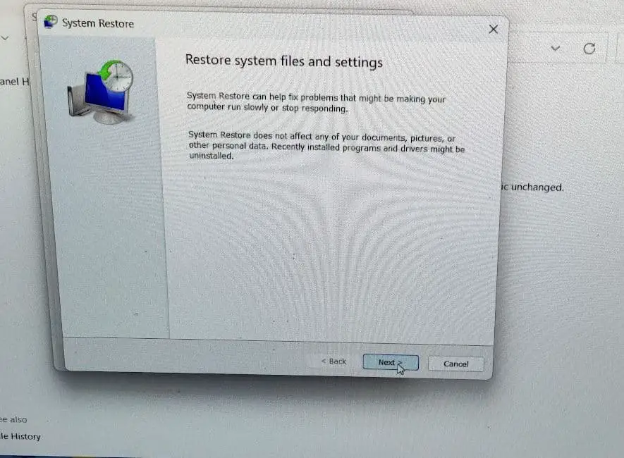 System Restore windows 11