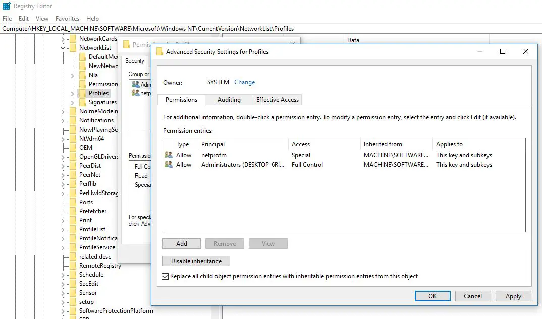 Tweak windows registry editor for Connection Errors