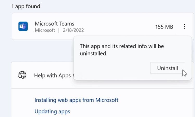 Uninstall Microsoft Teams