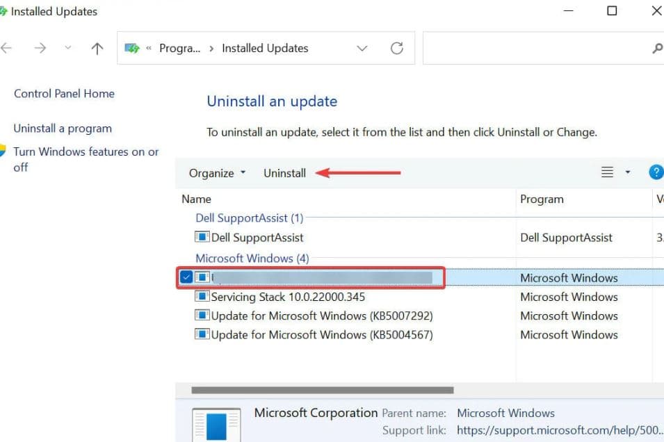 Uninstall windows 11 updates