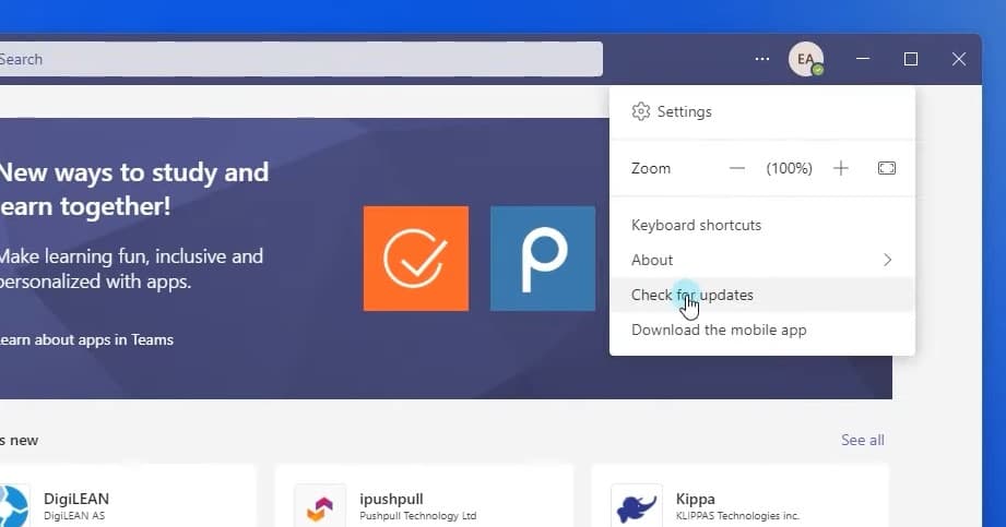 Update Microsoft Teams app