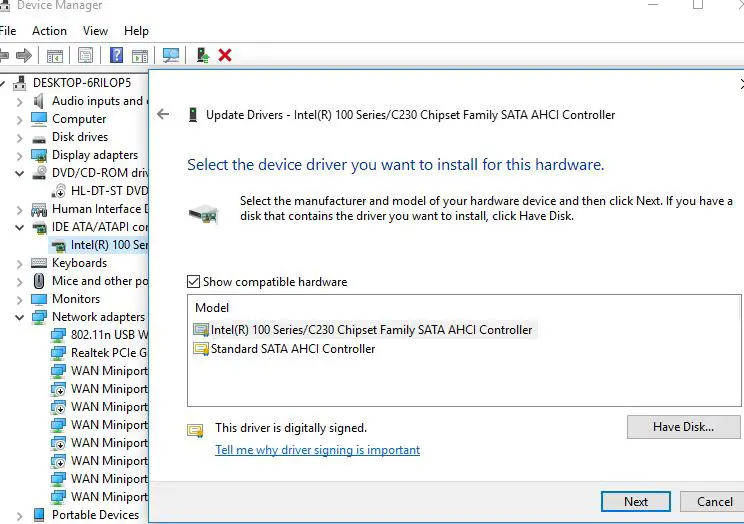 Update the IDE ATA ATAPI Controller drivers