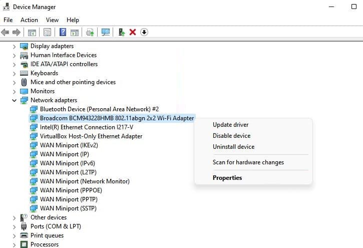 Update WIFI adapter driver