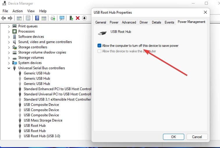 USB root Hub properties