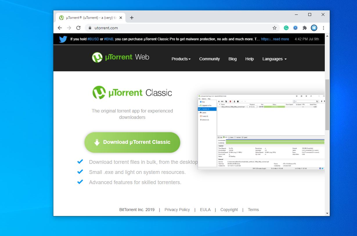 uTorrent client