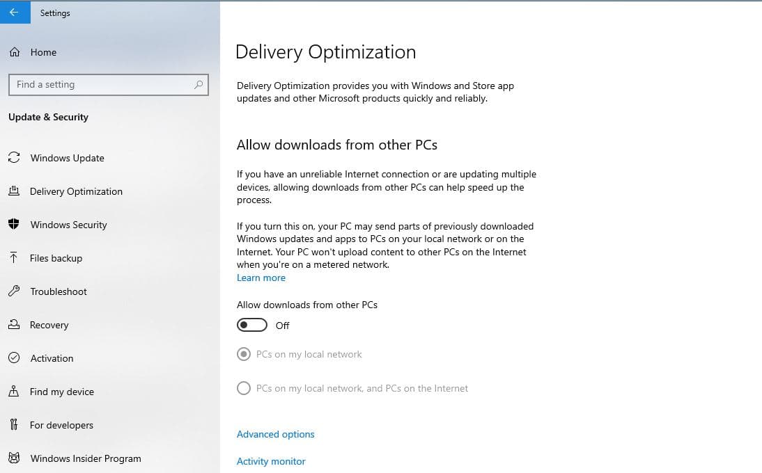 Windows 10 Delivery Optimization