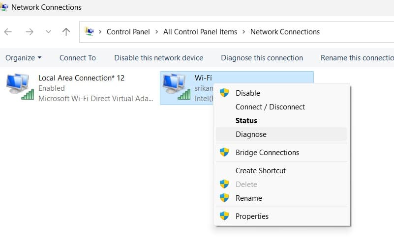 Wi-Fi adapter diagnose