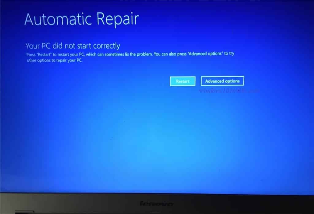 Your PC Did Not Start Correctly