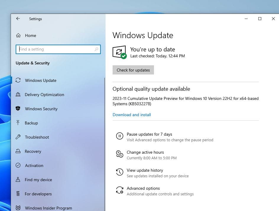 Windows 10 update download