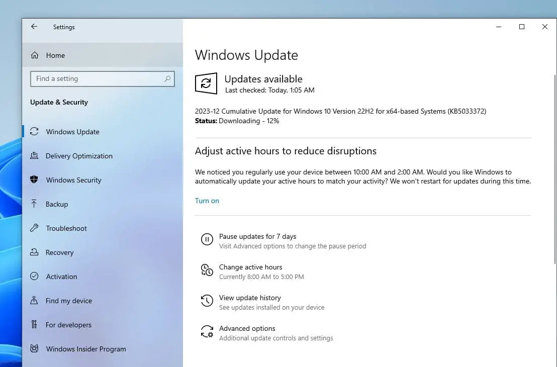 Windows 10 update download