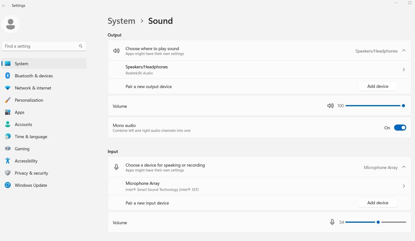 windows 11 audio settings