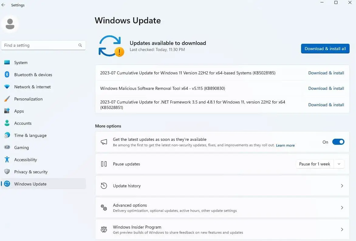 Windows 11 update download