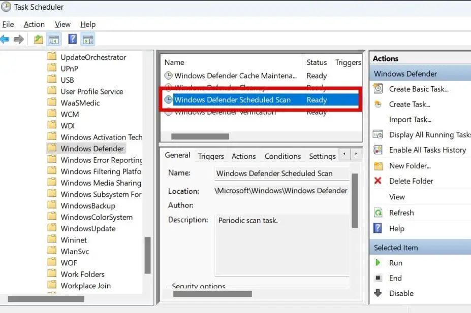 Windows Defender scheduled scan