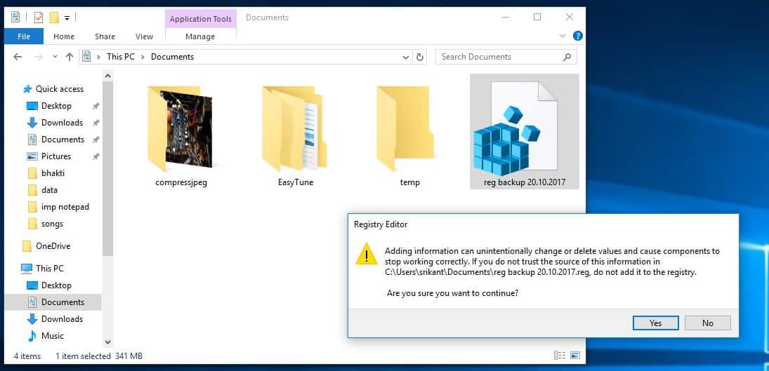 windows registry restore