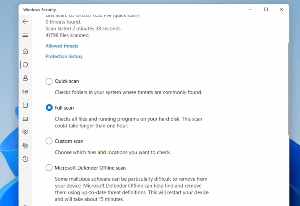 Windows security full scan