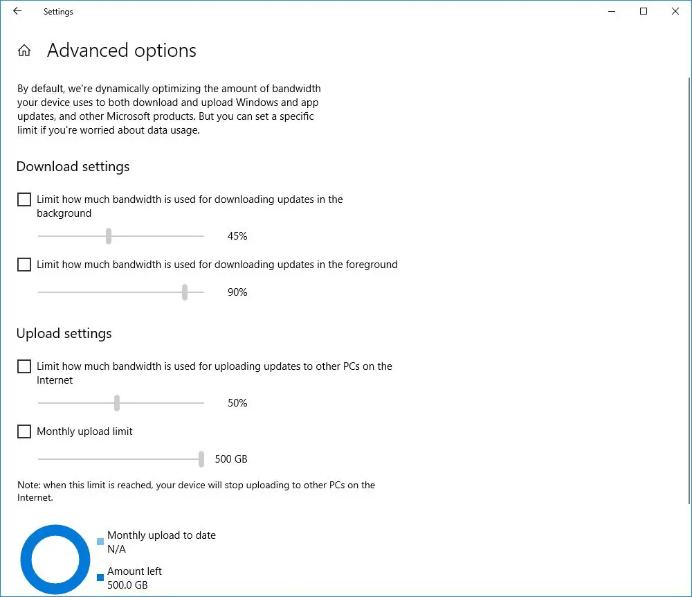 Windows Update bandwidth limits