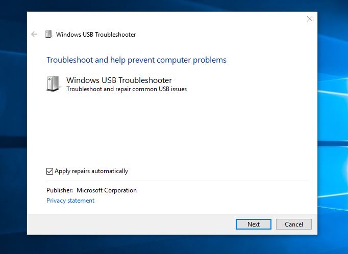 windows usb troubleshooting tool