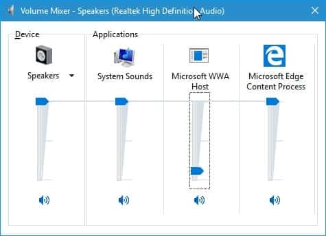 windows volume mixer