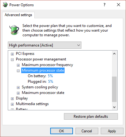 change power plan settings