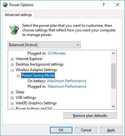 Change the Power Saving Mode of Wireless Adapter